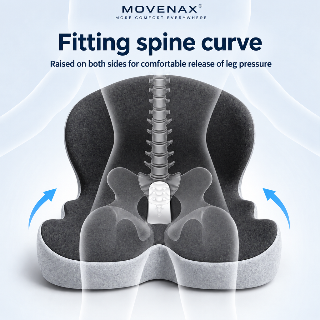 MOVENAX® Ergonomisches Sitzkissen mit Rückenstütze