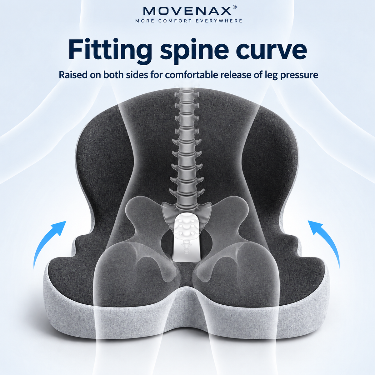 MOVENAX® Ergonomisches Sitzkissen mit Rückenstütze